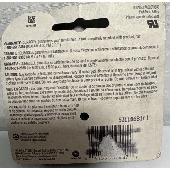 Duracell Ultra Lithium CR-V3 3V Photo Battery Pack Of 2 Exp 2024 - Picture 3 of 3